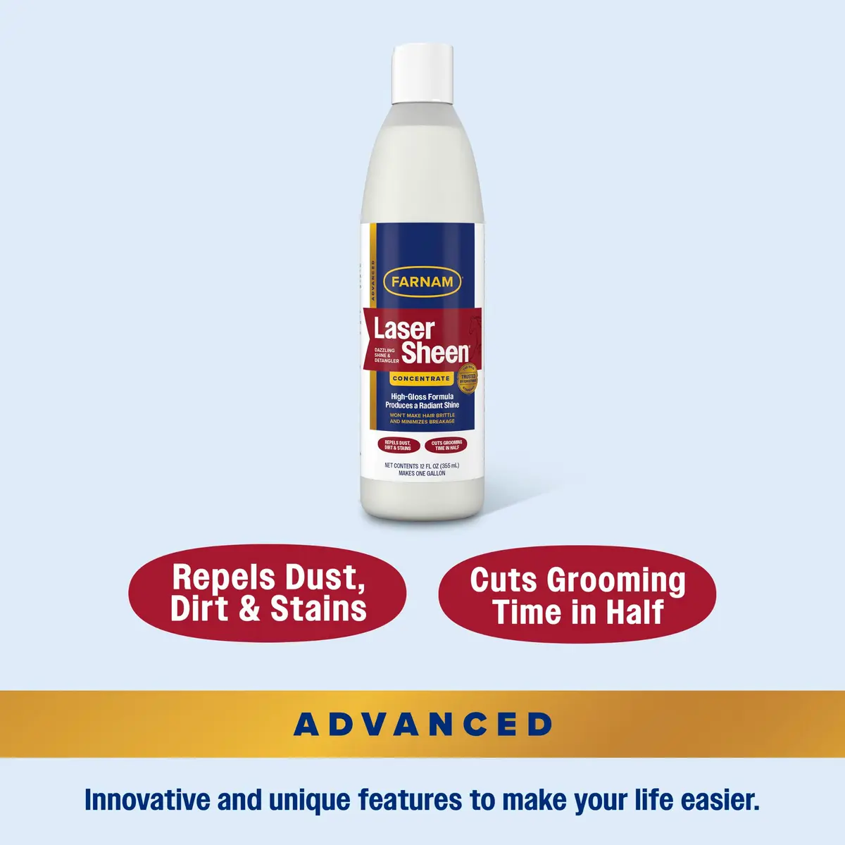 Farnam Laser Sheen Dazzling Shine & Detangler Concentrate for Horses 12 oz | Radiant Showring Shine & Mane Detangler - view 8