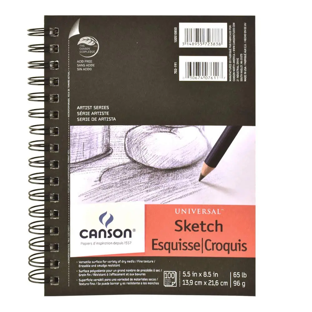 Canson Pro-Art Artist Series Universal Sketch Pad 5.5" x 8.5" (100 Sheets) | Durable Paper for Dry Media & Light Washes - main product image