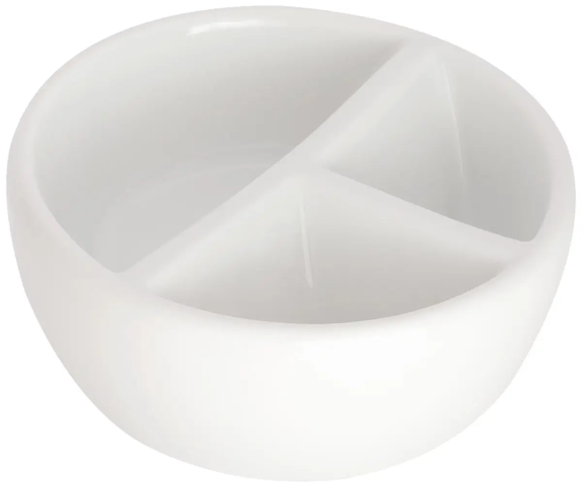 Jack Richeson Porcelain Palette 3 Well Round Mixing Bowl | Hand Glazed White Art Supply (6" Dia x 2-5/8" H) - main product image