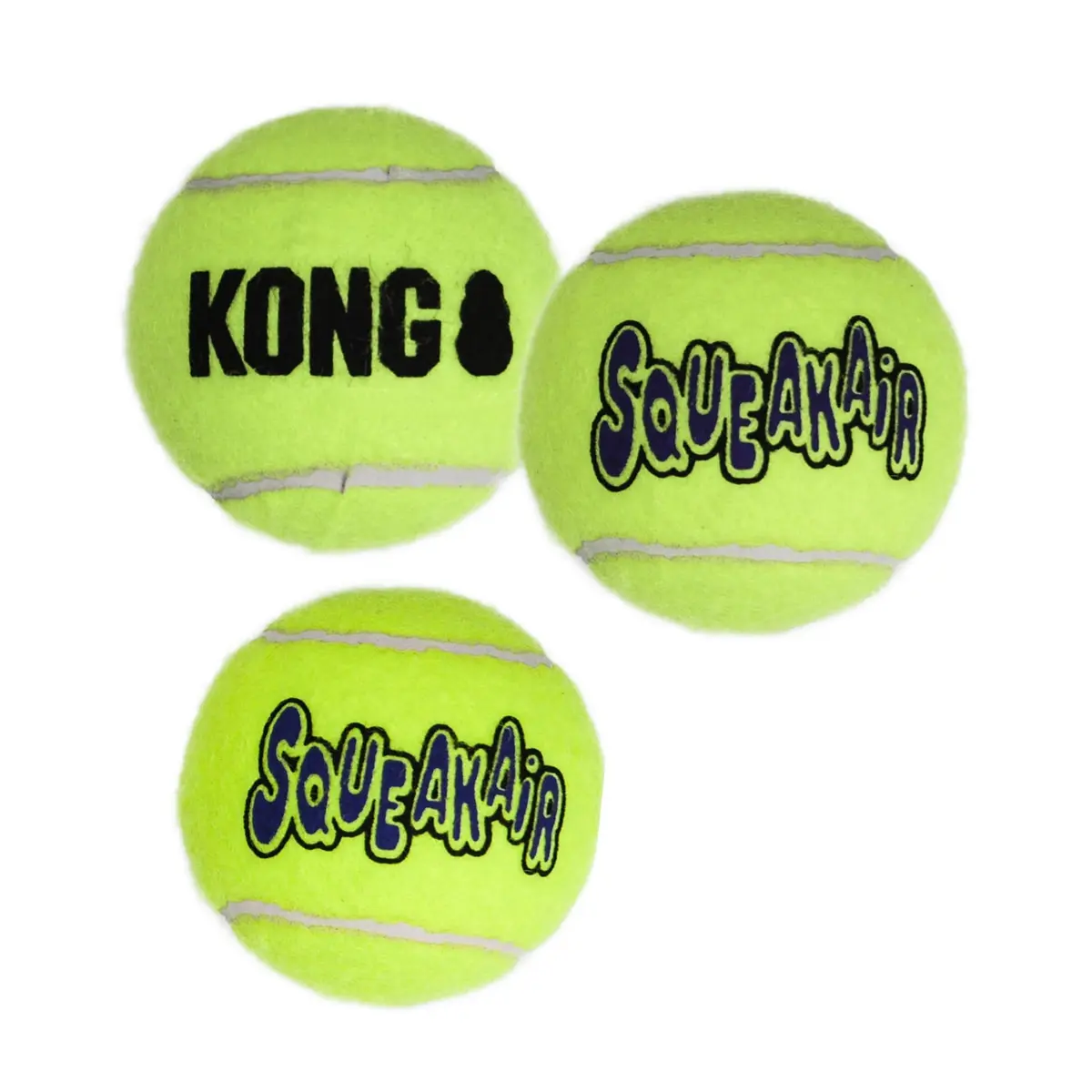KONG Squeakair Balls Dog Toy Premium Squeak Tennis Balls Gentle on Teeth for Medium Dogs (3 Pack, Yellow) - main product image