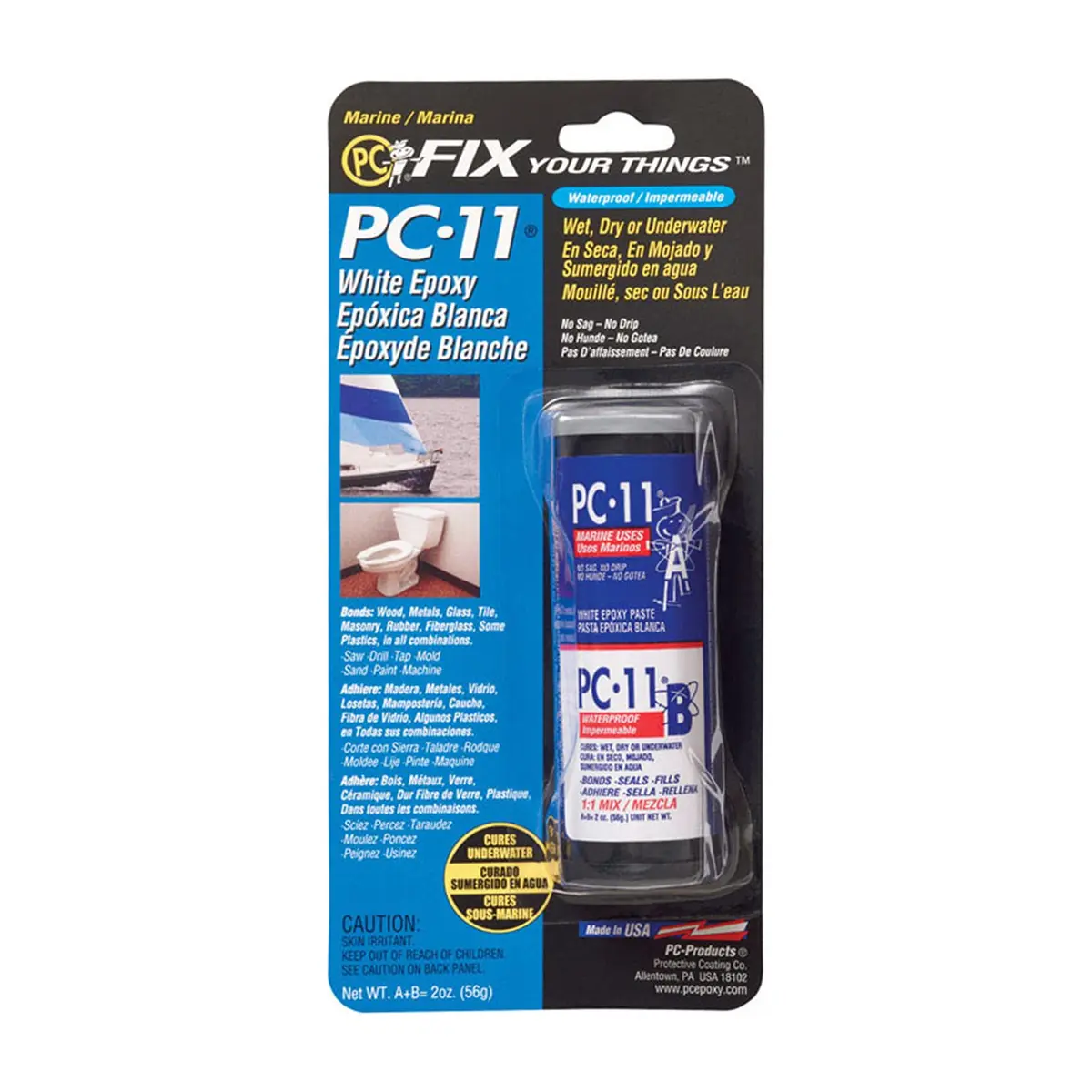 PC-Products PC-11 Epoxy Adhesive Paste, 2oz in Two Jars | Marine Grade, Wet & Dry Bonding - main product image