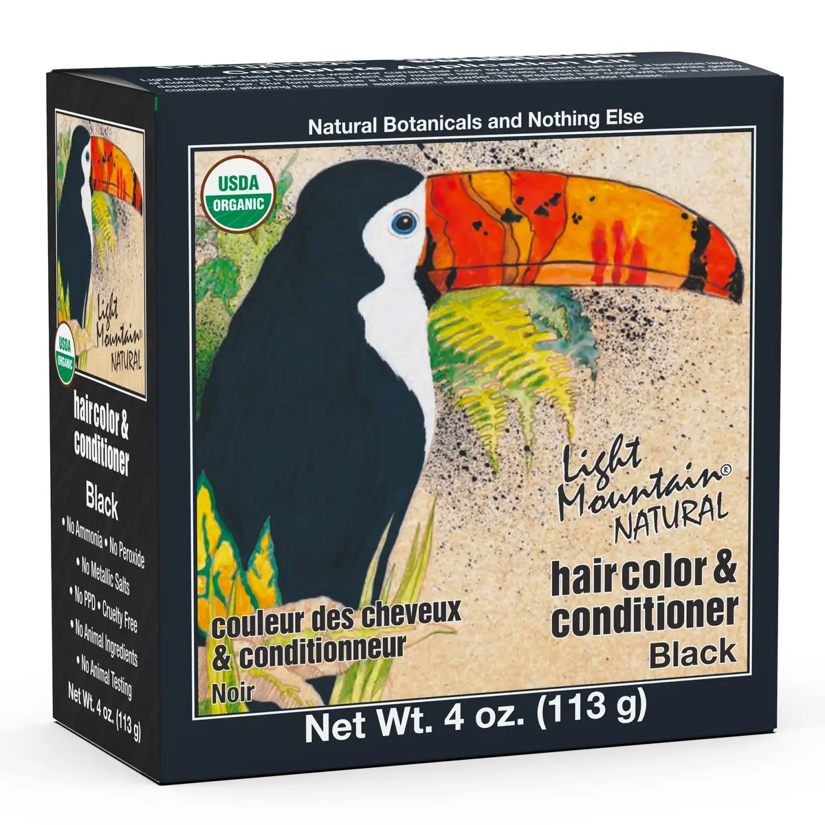 Light Mountain Henna Hair Color & Conditioner, Black, 4 Oz | Natural Botanical Semi-Permanent Hair Dye - main product image