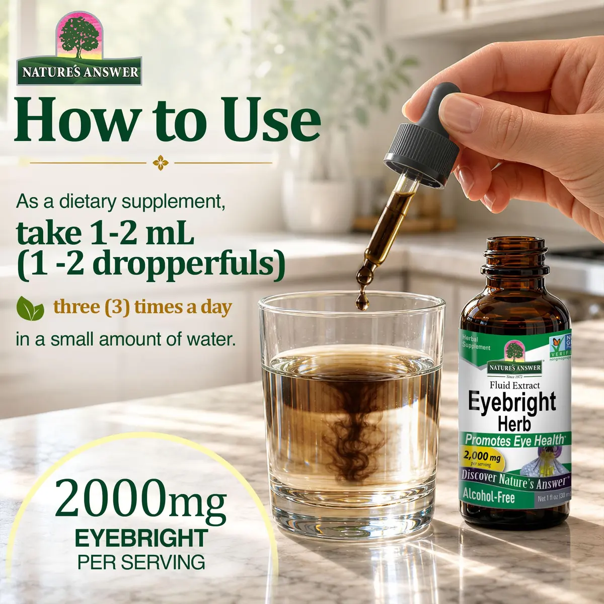 Nature's Answer Eyebright 2000 mg, 1 oz | Alcohol-Free Extract for Eye & Respiratory Support - view 6