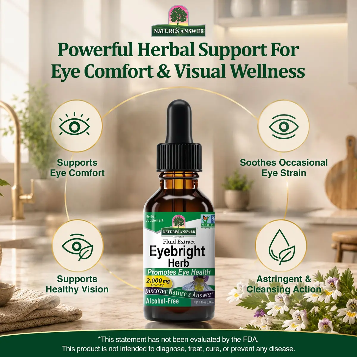 Nature's Answer Eyebright 2000 mg, 1 oz | Alcohol-Free Extract for Eye & Respiratory Support - view 2