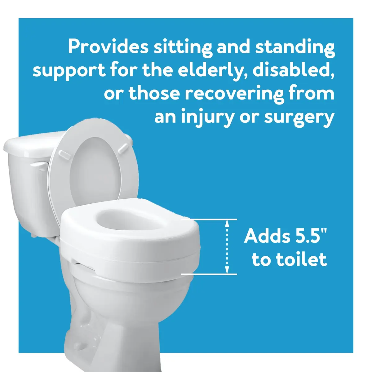 Carex Toilet Seat Riser Adds 5 Inches of Height | Elevated & Raised Toilet Seat with 300 lbs Capacity - view 4