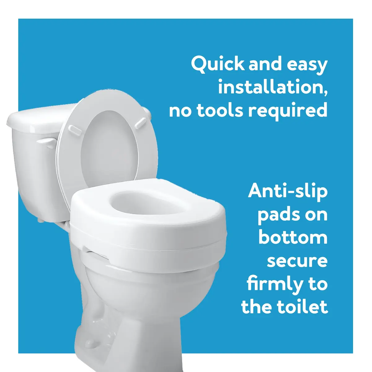 Carex Toilet Seat Riser Adds 5 Inches of Height | Elevated & Raised Toilet Seat with 300 lbs Capacity - view 6