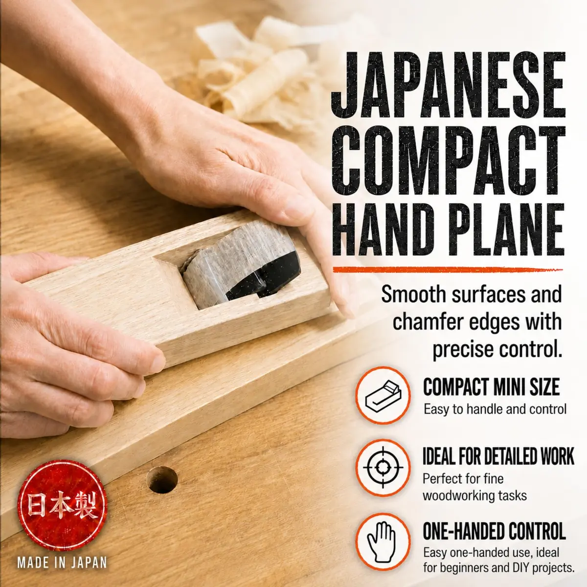 KAKURI Japanese Hand Plane 42mm (1.65") Woodworking Block Plane 15cm (5.9") | Pull Stroke for Smooth Finishes - view 2