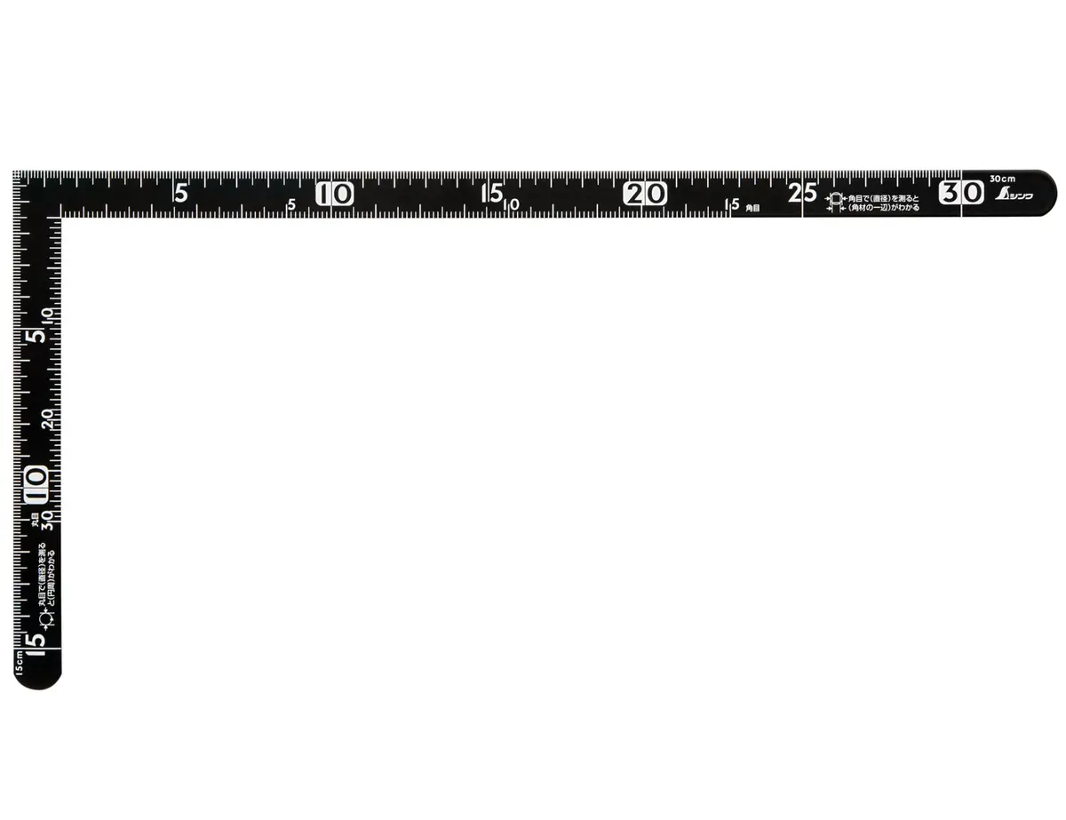 Shinwa Sokutei 12416 Sunday Carpenter 15 x 30 cm | Black Metal Ruler for DIY & Professional Use - main product image