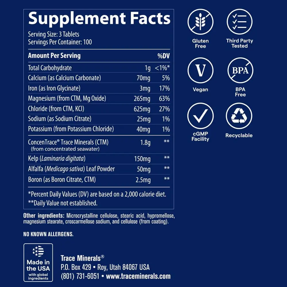 Trace Minerals ConcenTrace Ionic Trace Mineral Tablets, 300 Tablets | Supports Energy & Digestion - view 3