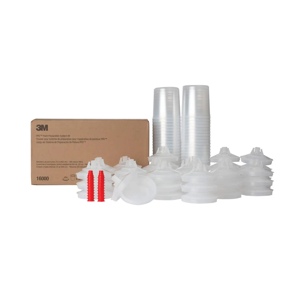 3M PPS Original Series Paint Spray Cup Lids and Liners Kit, 16000 | 22 oz, 200-micron Filter, Less Waste - main product image