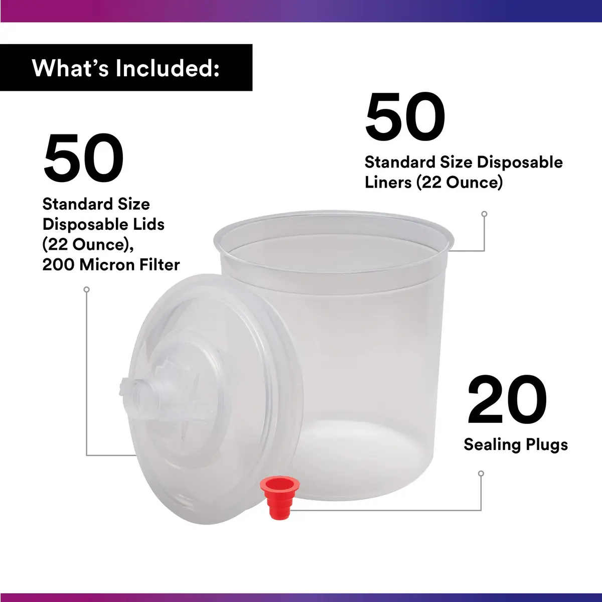 3M PPS Original Series Paint Spray Cup Lids and Liners Kit, 16000 | 22 oz, 200-micron Filter, Less Waste - view 2