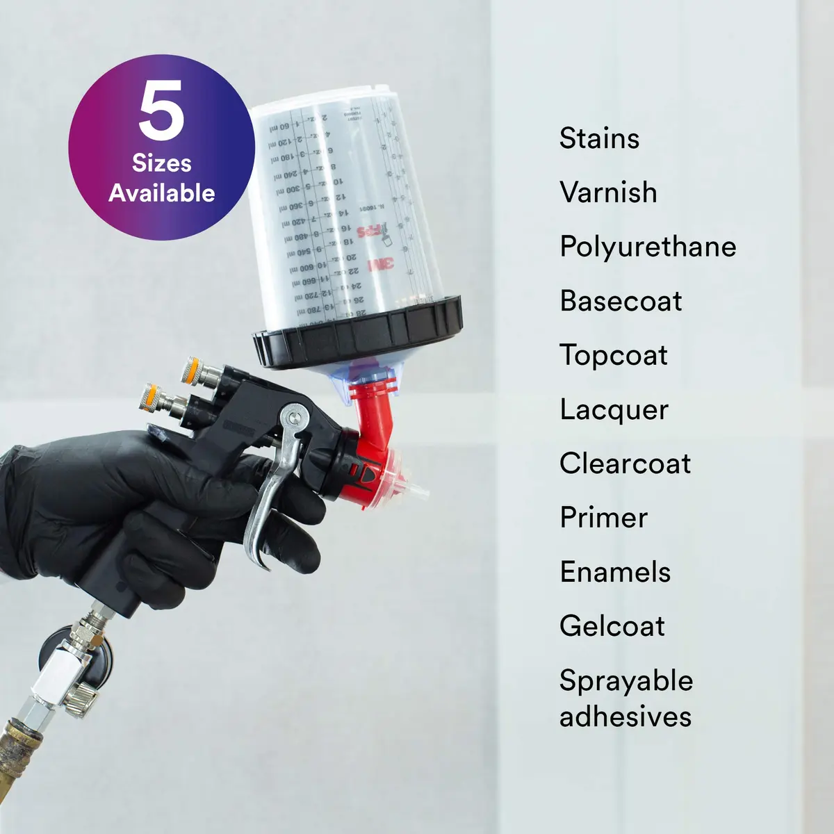 3M PPS Original Series Paint Spray Cup Lids and Liners Kit, 16000 | 22 oz, 200-micron Filter, Less Waste - view 4