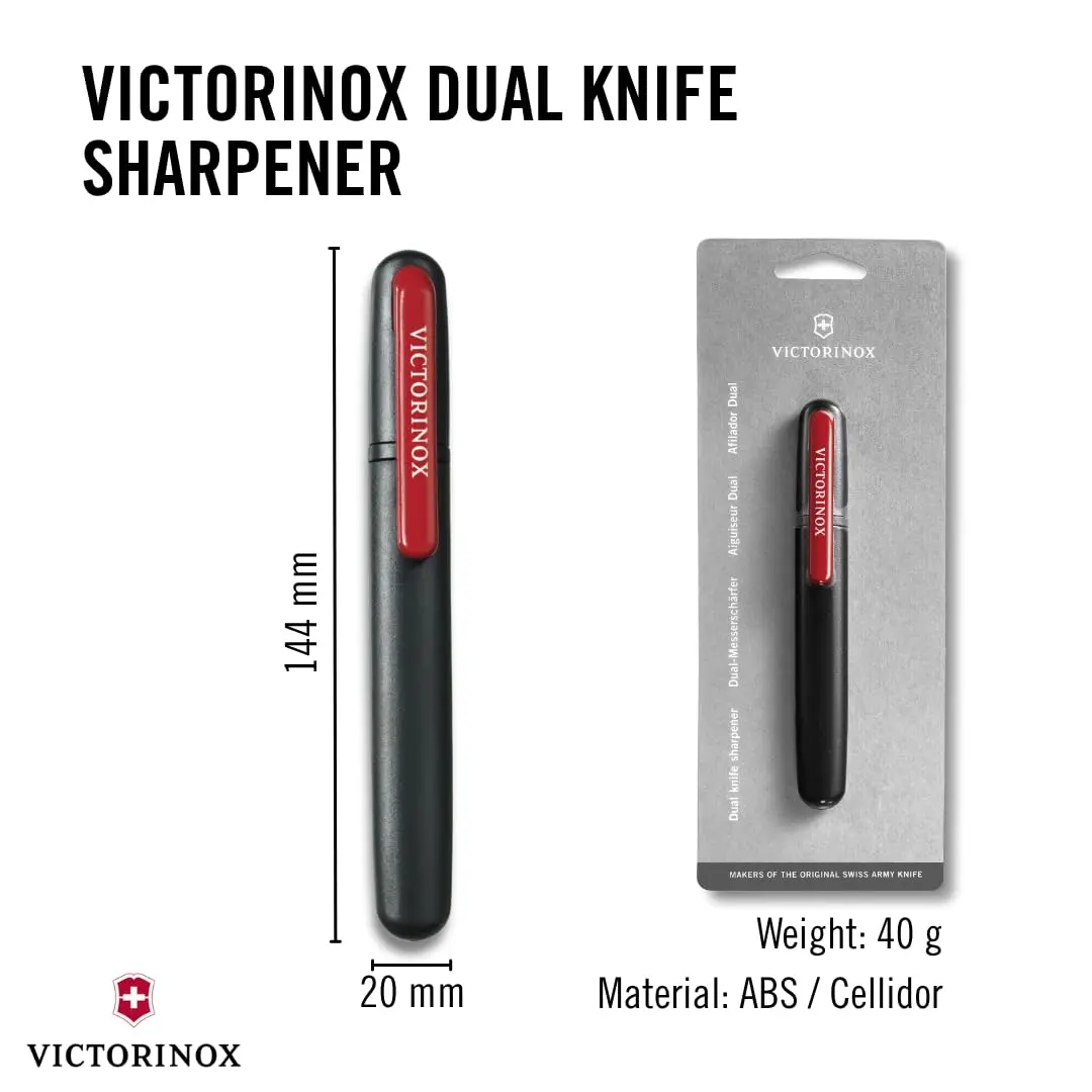 Victorinox Dual-Knife Sharpener for Straight Blades, Black | Pocket-Sized Ceramic & Stone Sharpening - view 3