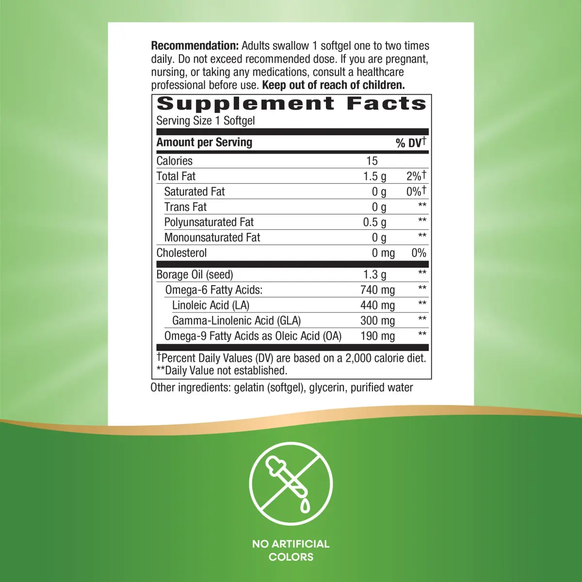 Nature's Way Borage Oil Softgels 60 Count | 740 mg Omega-6 Fatty Acids Per Serving - view 5