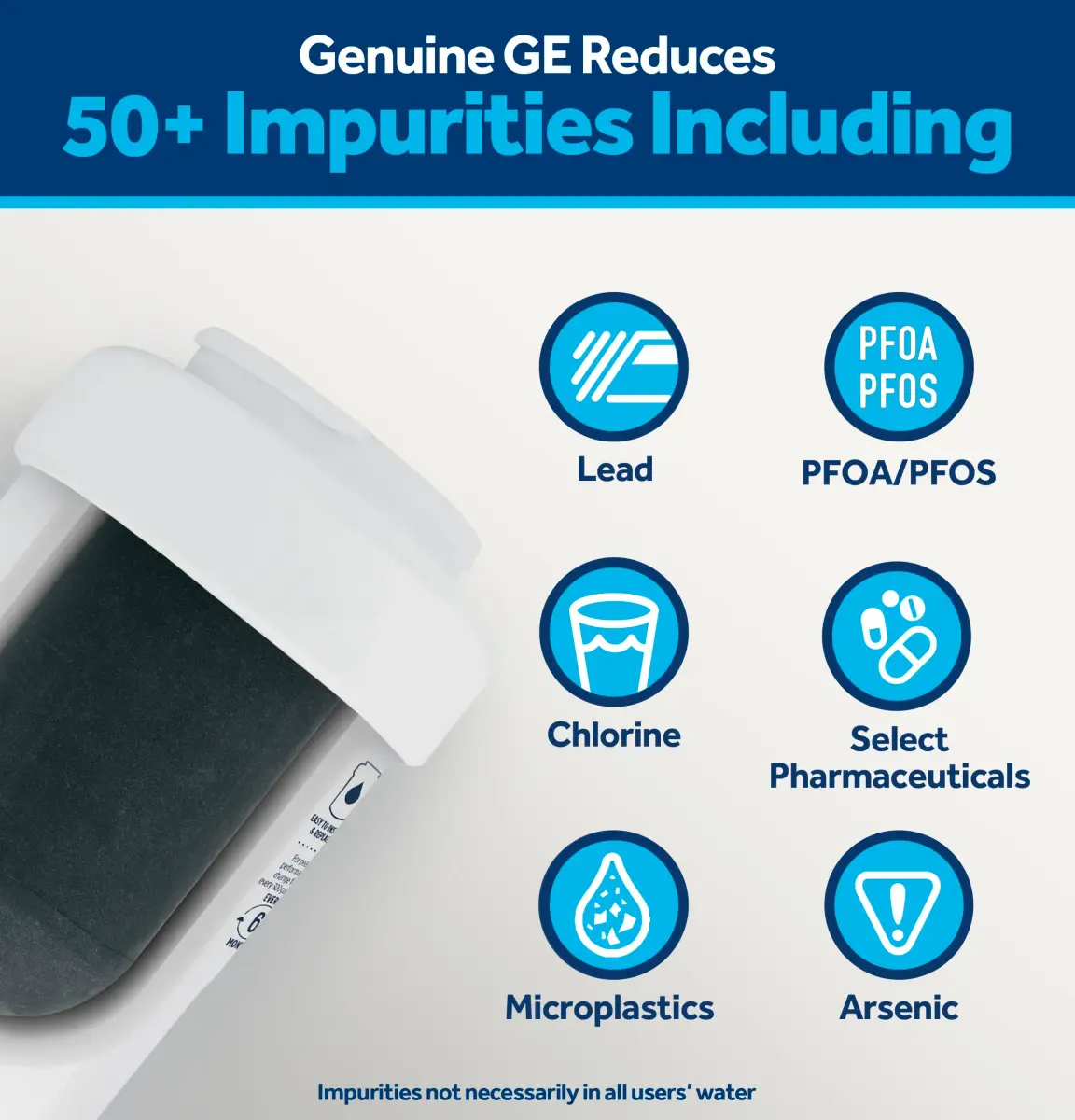 GE MWF Refrigerator Water Filter (1-Pack) — Certified to Reduce Lead, Sulfur, and 50+ Impurities - view 2