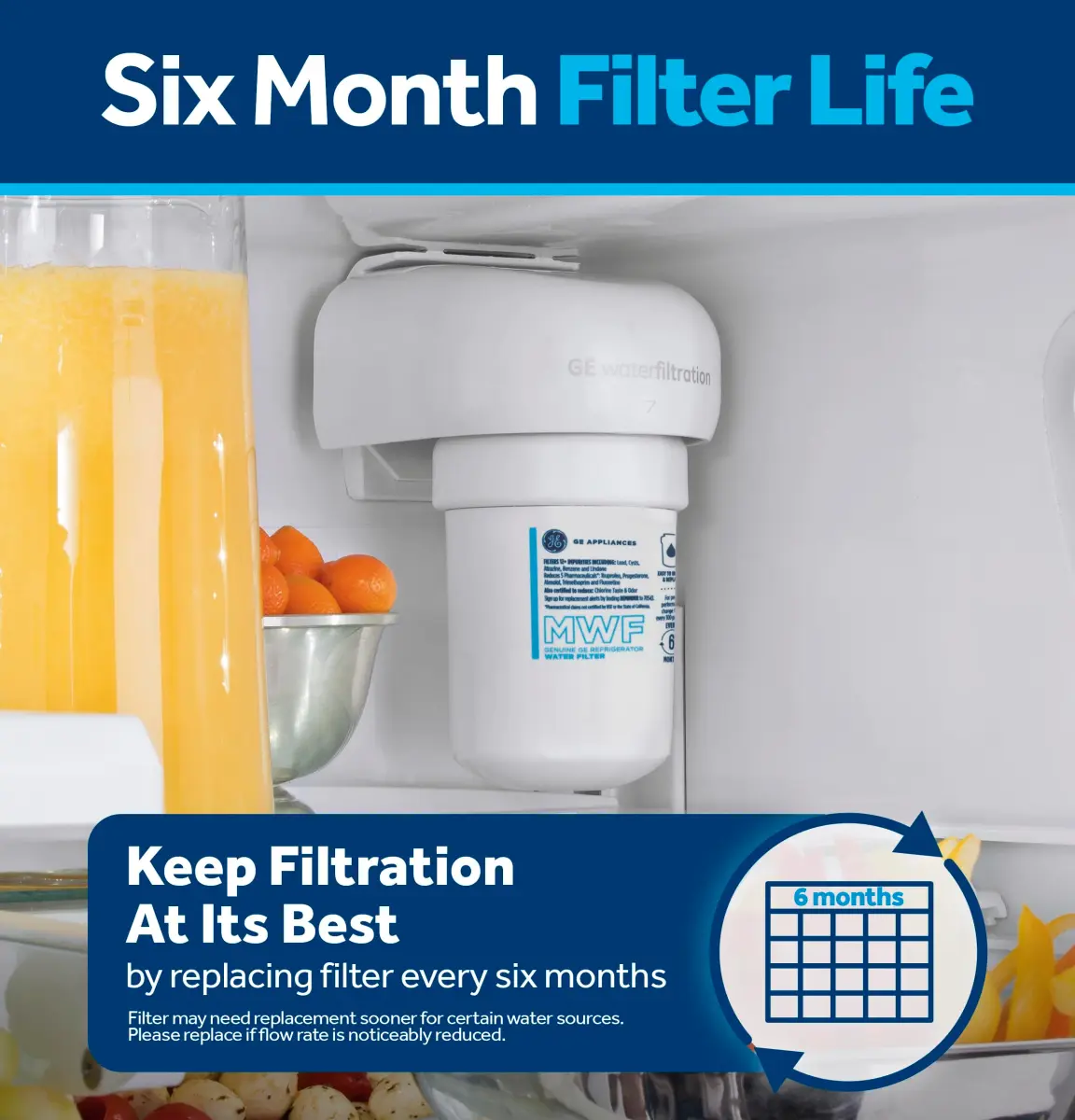 GE MWF Refrigerator Water Filter (1-Pack) — Certified to Reduce Lead, Sulfur, and 50+ Impurities - view 7