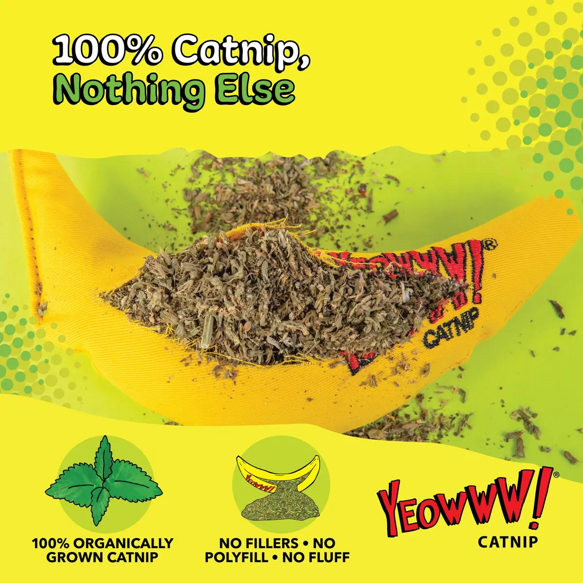 Yeowww! Catnip Chi-CAT-a Banana Toy for Cats - 7 Inches - Durable Cotton Twill - Made in the USA - Stuffed with Organically Grown Catnip - view 3