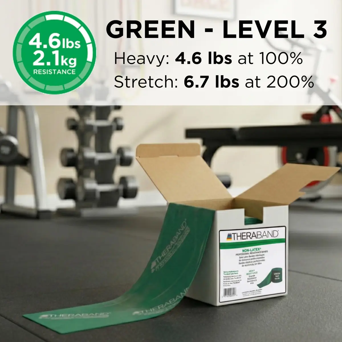 THERABAND Green Heavy Resistance Band 20.12 m (25 Yd) | Non-Latex Exercise & Physical Therapy Band - view 3