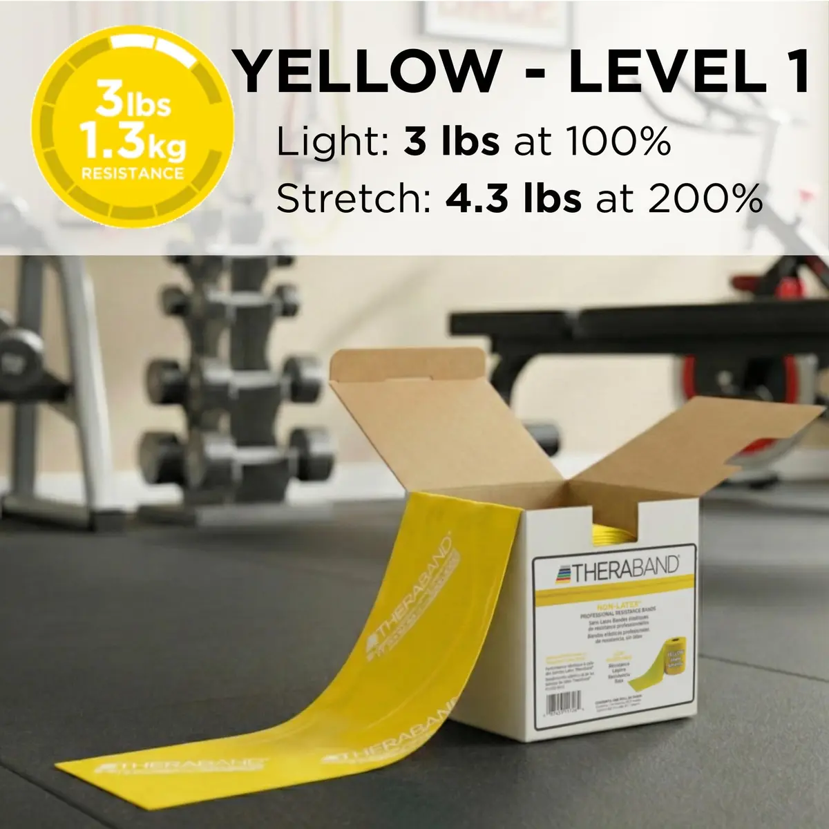 THERABAND Yellow Light Resistance Band 22.86 m (25 Yd) | Latex-Free Exercise & Physical Therapy - view 3