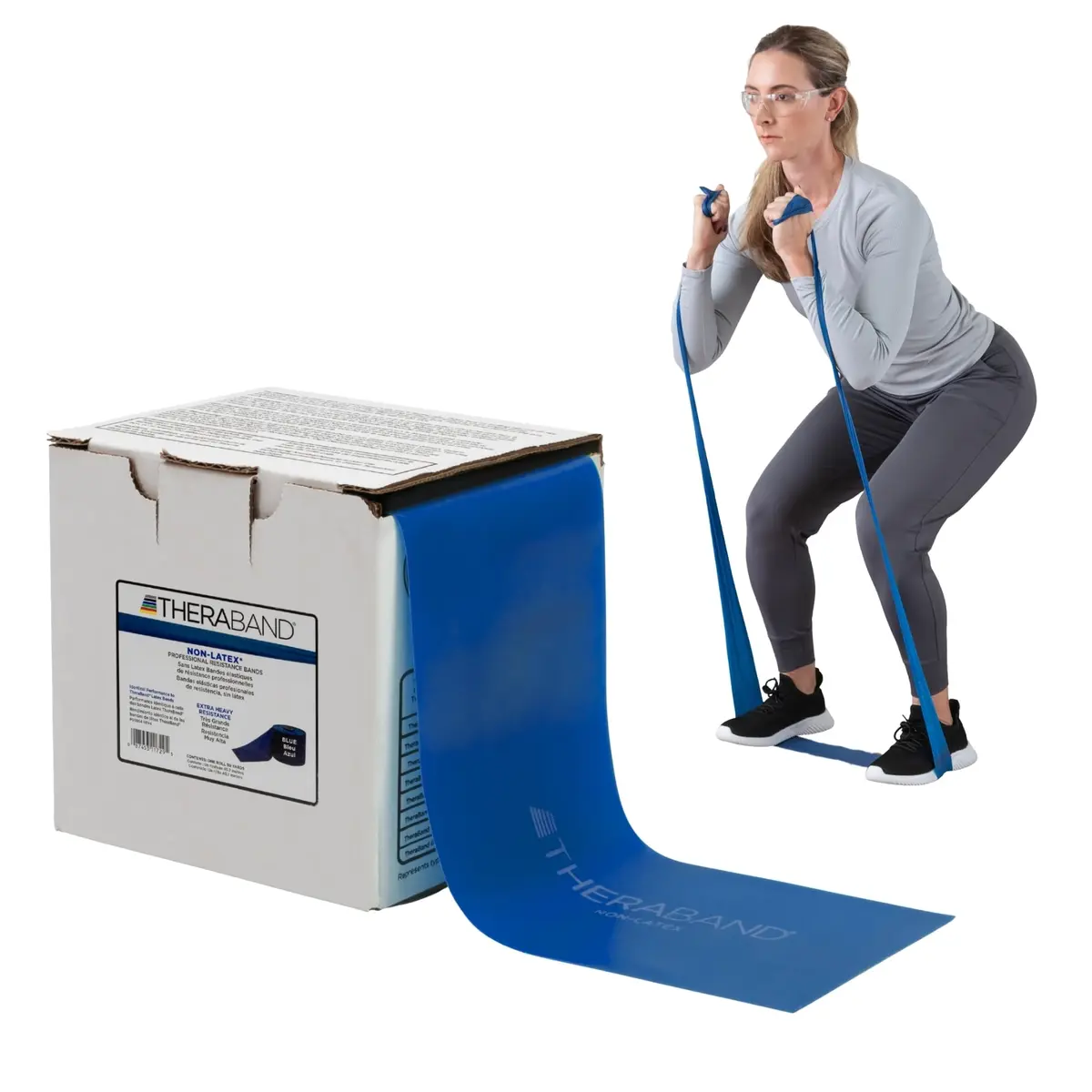 THERABAND Blue Latex-Free Resistance Band Roll 25 Yards (75 ft / 22.86 m) | Extra Heavy Resistance for Strength Training - main product image