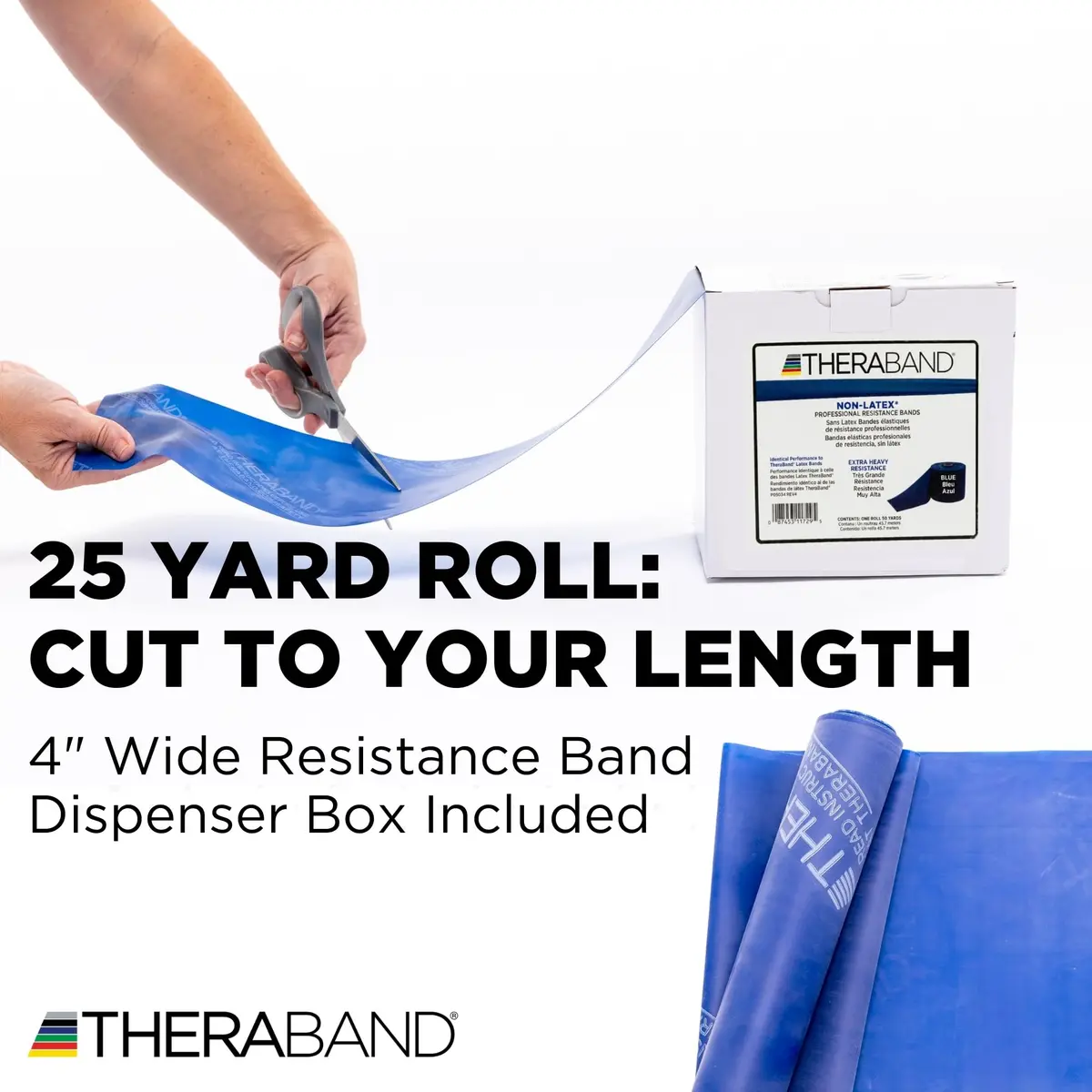 THERABAND Blue Latex-Free Resistance Band Roll 25 Yards (75 ft / 22.86 m) | Extra Heavy Resistance for Strength Training - view 2