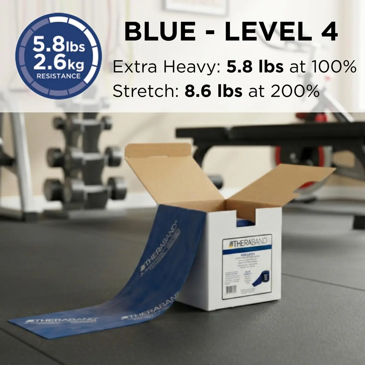 THERABAND Blue Latex-Free Resistance Band Roll 25 Yards (75 ft / 22.86 m) | Extra Heavy Resistance for Strength Training - view 3