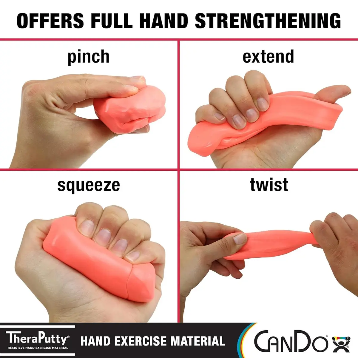 CanDo TheraPutty Resistive Exercise Putty 4 oz. | 6 Resistance Levels for Hand & Finger Strengthening - view 3