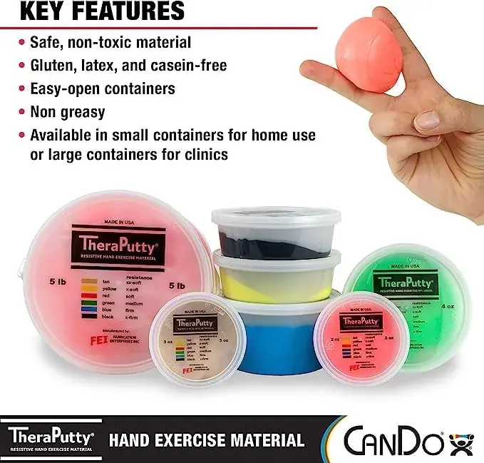 CanDo TheraPutty Hand Exercise Putty 6-Piece Set (Total 24 oz) | All Resistance Levels for Rehab & Grip - view 6