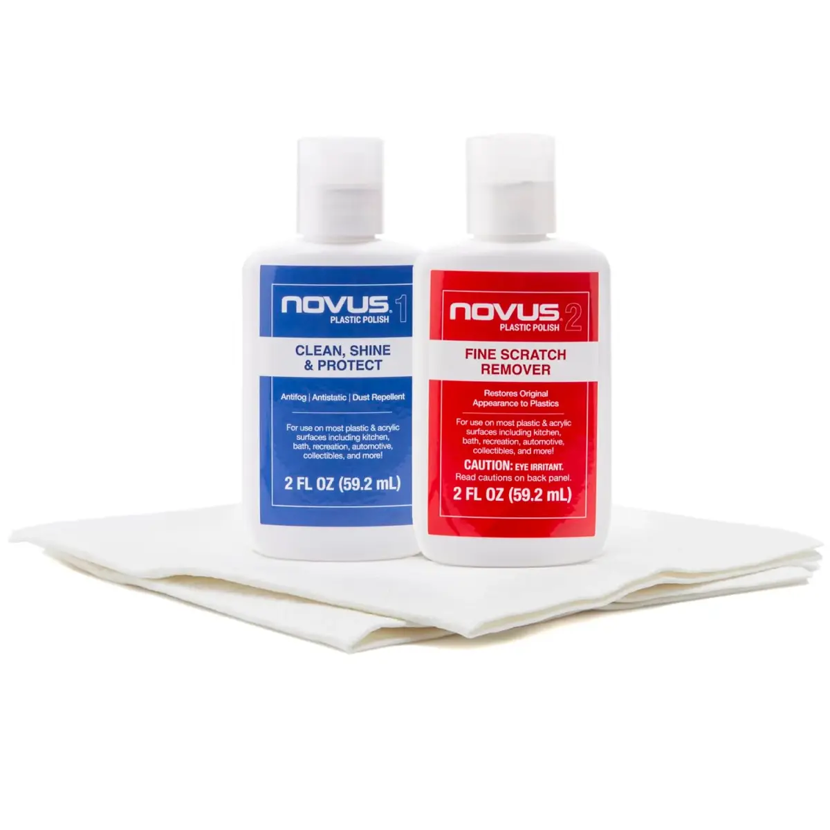 Novus Plastic Clean & Shine #1, Fine Scratch Remover #2 and Polish Mates Pack | 59ml (2 Fl Oz) | Restores Plastic Surfaces - main product image