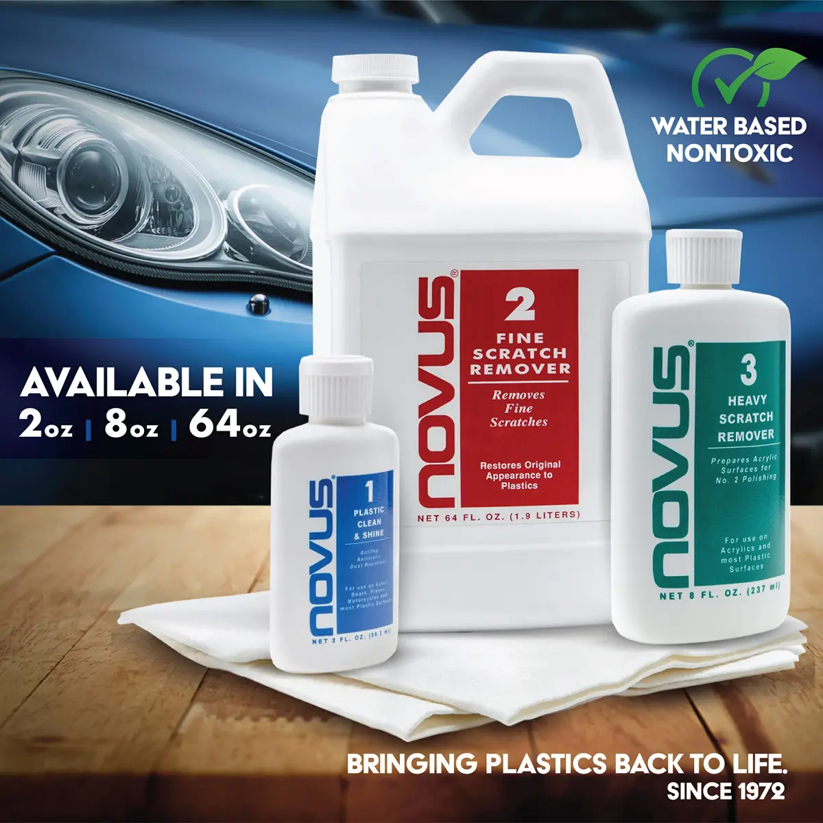 Novus Plastic Clean & Shine #1, Fine Scratch Remover #2 and Polish Mates Pack | 59ml (2 Fl Oz) | Restores Plastic Surfaces - view 7