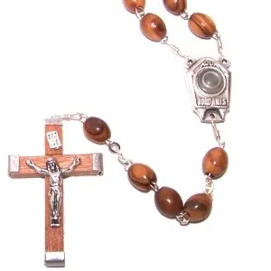Holy Land Market Olive Wood Rosary with Holy Water from Jordan River | Authentic Christian Keepsake (51 cm or 20") - main product image