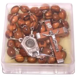 Holy Land Market Olive Wood Rosary with Holy Water from Jordan River | Authentic Christian Keepsake (51 cm or 20") - view 12