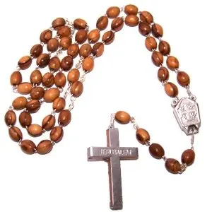 Holy Land Market Olive Wood Rosary with Holy Water from Jordan River | Authentic Christian Keepsake (51 cm or 20") - view 3