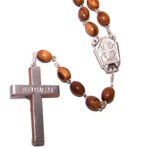 Holy Land Market Olive Wood Rosary with Holy Water from Jordan River | Authentic Christian Keepsake (51 cm or 20") - view 5