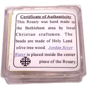 Holy Land Market Olive Wood Rosary with Holy Water from Jordan River | Authentic Christian Keepsake (51 cm or 20") - view 7
