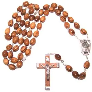 Holy Land Market Olive Wood Rosary with Holy Water from Jordan River | Authentic Christian Keepsake (51 cm or 20") - view 10
