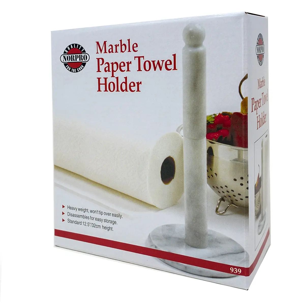 Norpro Marble Paper Towel Holder, white, 12.5" tall, 5.25" base | Elegant marble design for kitchen & dining - view 6