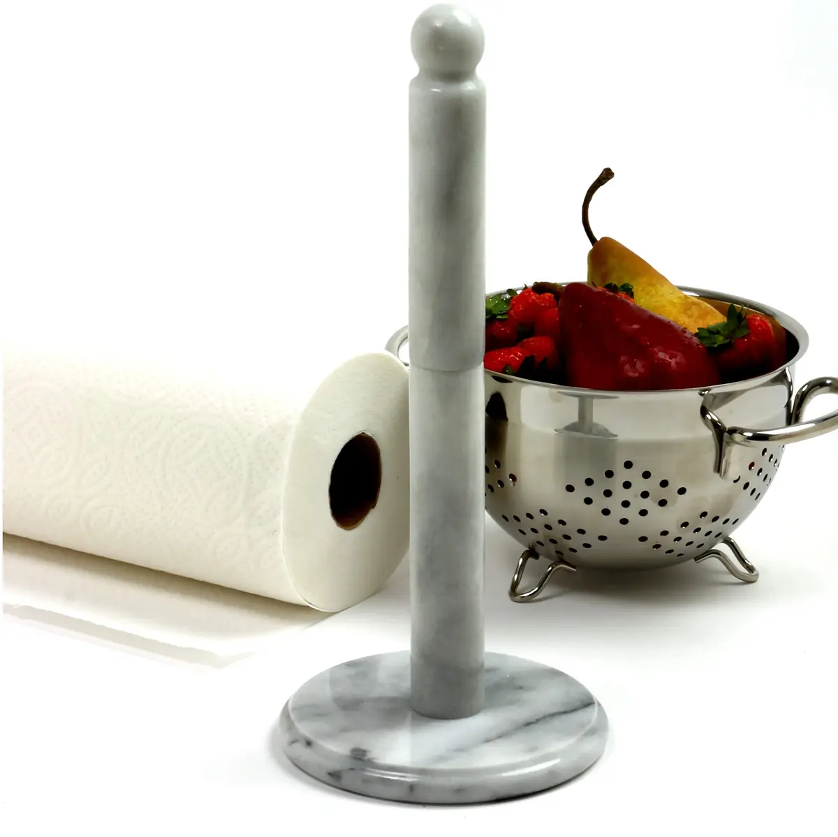 Norpro Marble Paper Towel Holder, white, 12.5" tall, 5.25" base | Elegant marble design for kitchen & dining - view 2