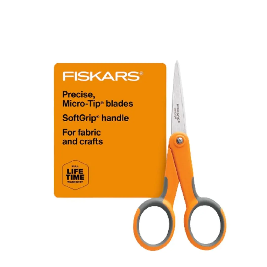 Fiskars SoftGrip Micro-Tip Scissors - 12.7cm (5 Inch) | Precision Fabric Cutting - main product image