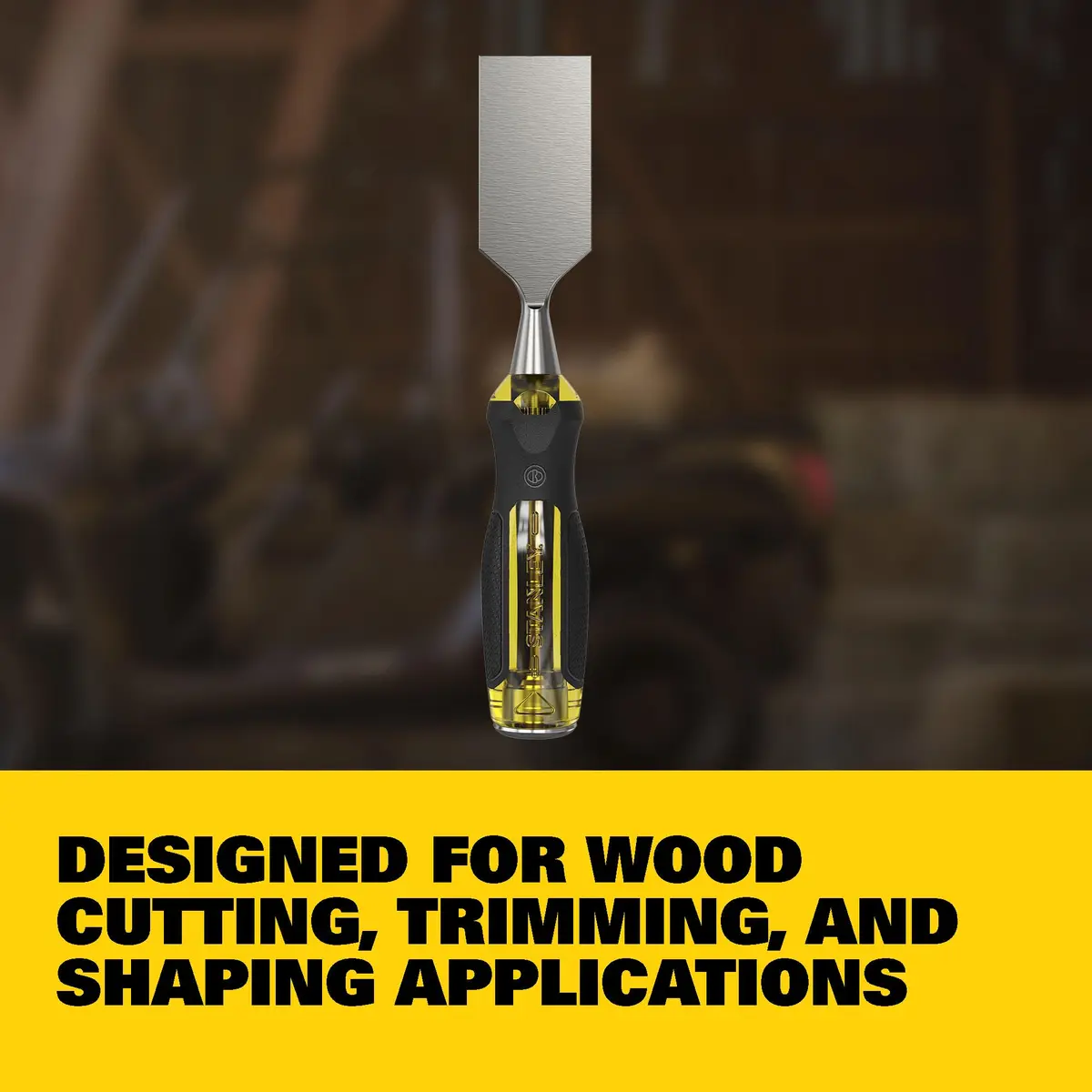 STANLEY 1-1/2 in. (38mm) x 9 in. Thru Tang Butt Wood Chisel | High Chrome Carbon Steel, Ergonomic Handle - view 2