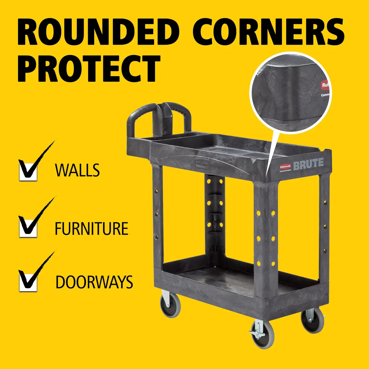Rubbermaid Commercial Products Heavy Duty Utility Cart 500lb Black | Durable, Maneuverable & Rust-Resistant - view 4
