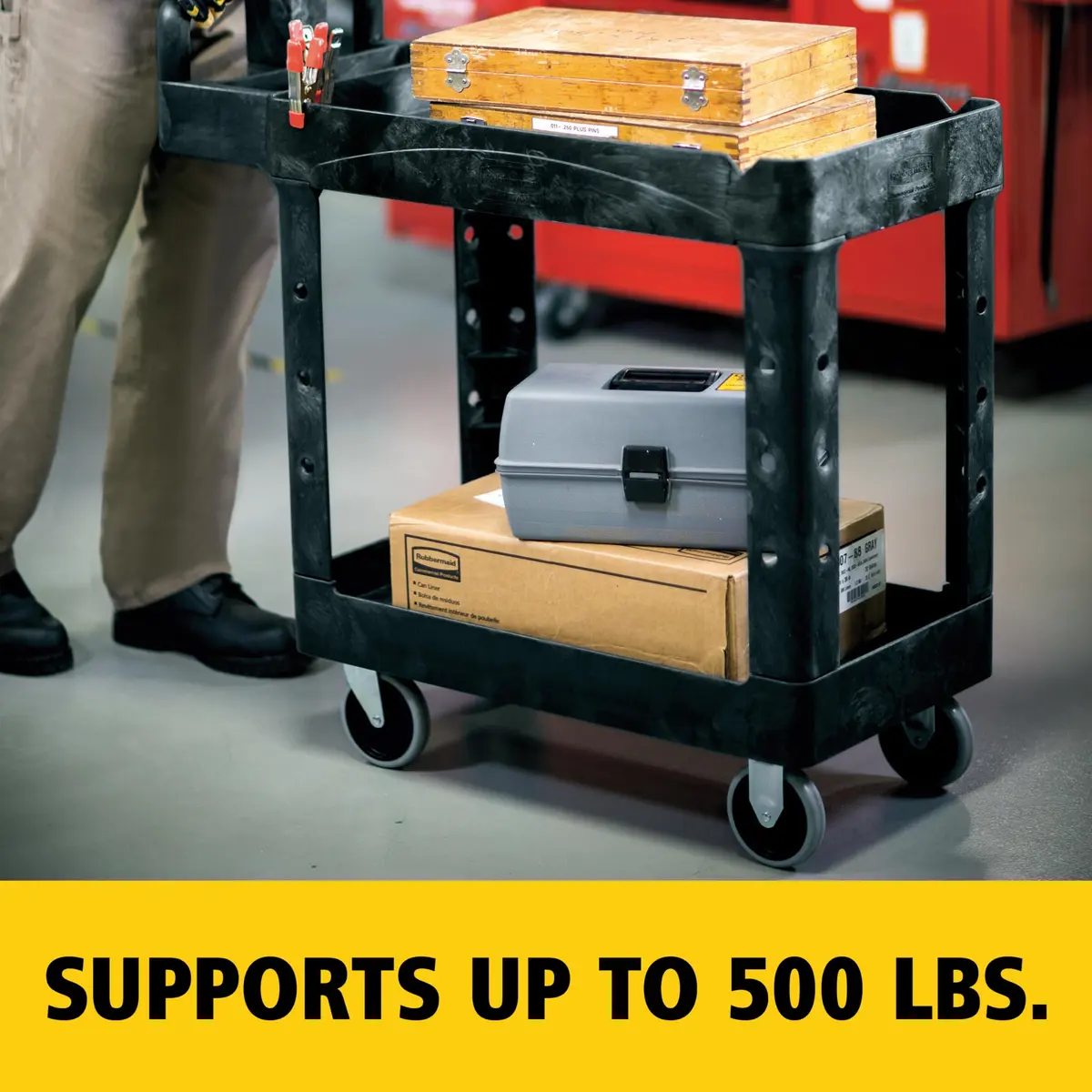 Rubbermaid Commercial Products Heavy Duty Utility Cart 500lb Black | Durable, Maneuverable & Rust-Resistant - view 5