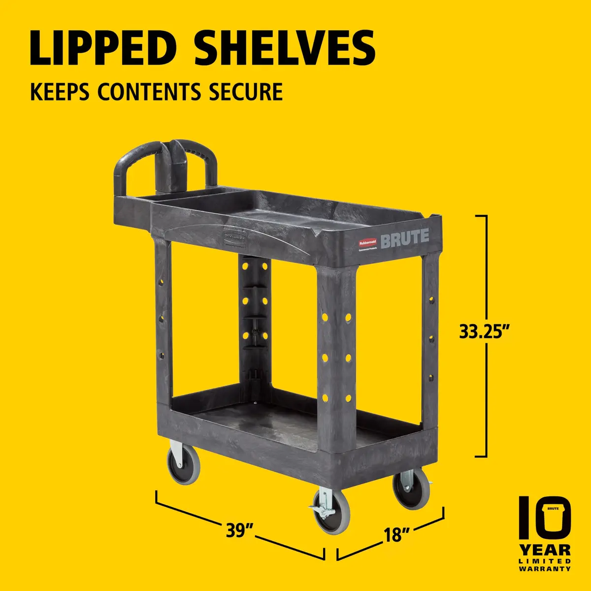 Rubbermaid Commercial Products Heavy Duty Utility Cart 500lb Black | Durable, Maneuverable & Rust-Resistant - view 6