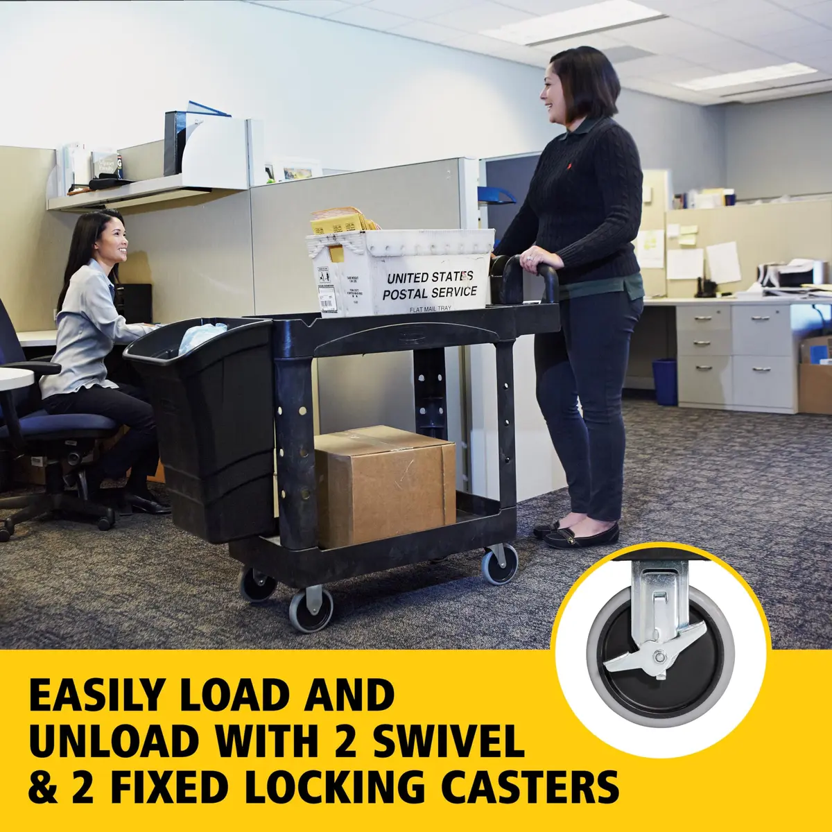 Rubbermaid Commercial Products Heavy Duty Utility Cart 500lb Black | Durable, Maneuverable & Rust-Resistant - view 3