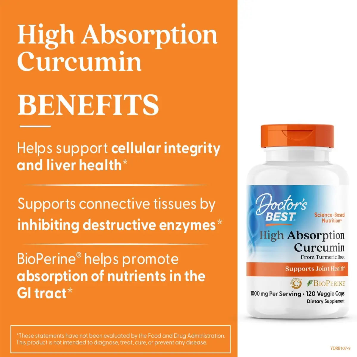 Doctor's Best Turmeric Curcumin 1000mg Veggie Capsules | High Absorption with BioPerine & C3 Complex - view 2