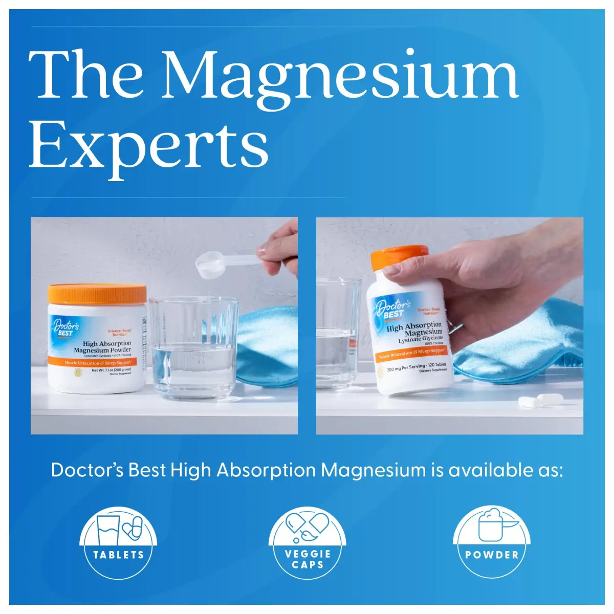Doctor's Best High Absorption Magnesium Glycinate Lysinate Supplement 200mg 240 Count Tablets | Vegan, Gluten-Free, Non-GMO - view 7