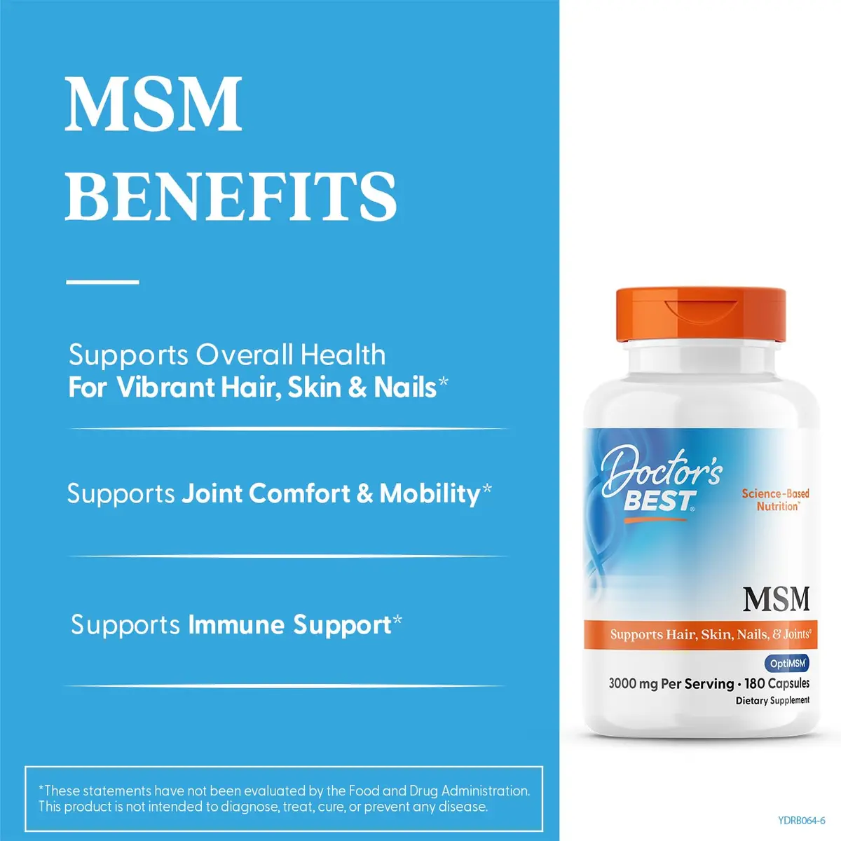 Doctor's BEST MSM Supplement Capsules 3000 mg (180 Count) | Supports Hair, Skin, Nails, Joint Health & Mobility - view 2