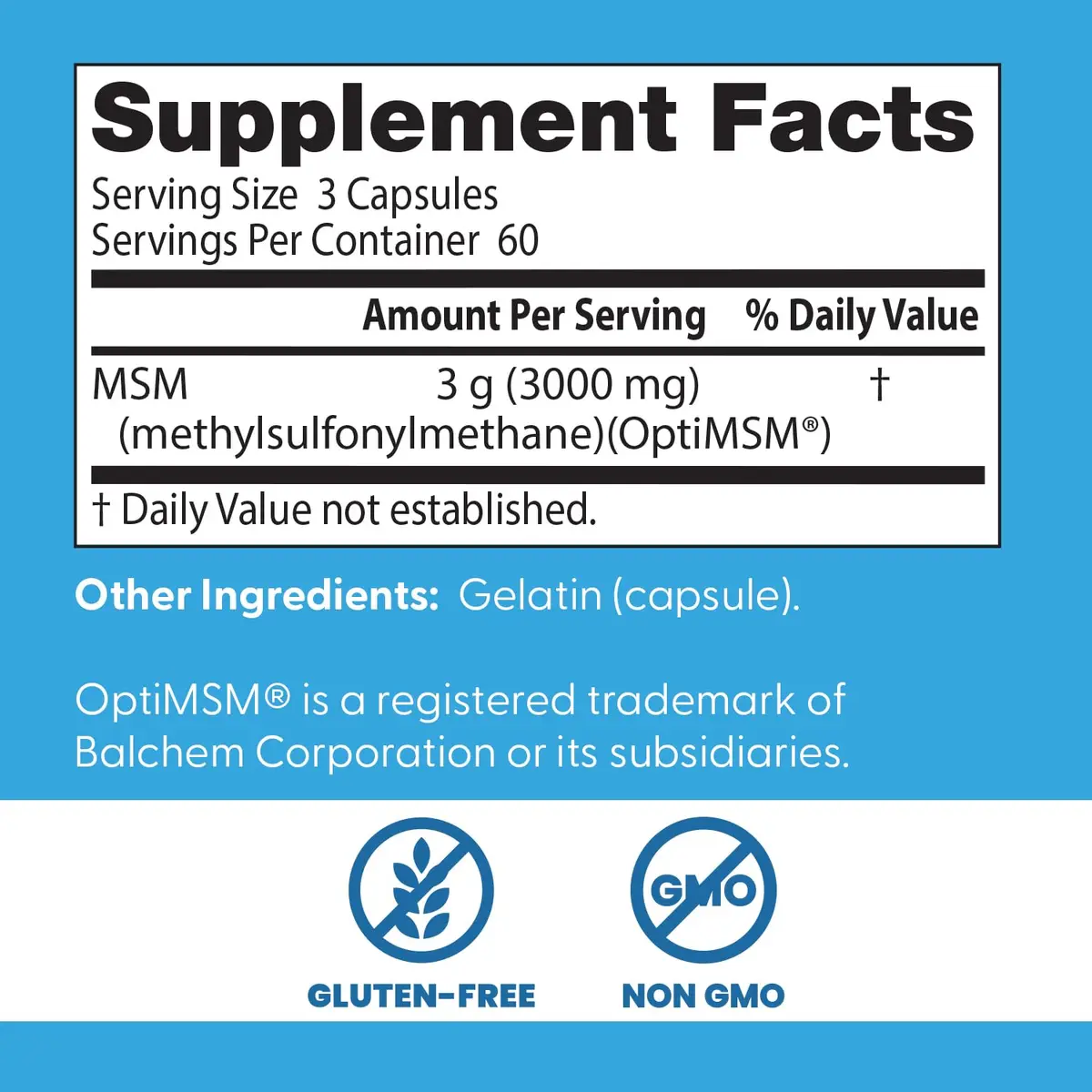 Doctor's BEST MSM Supplement Capsules 3000 mg (180 Count) | Supports Hair, Skin, Nails, Joint Health & Mobility - view 3