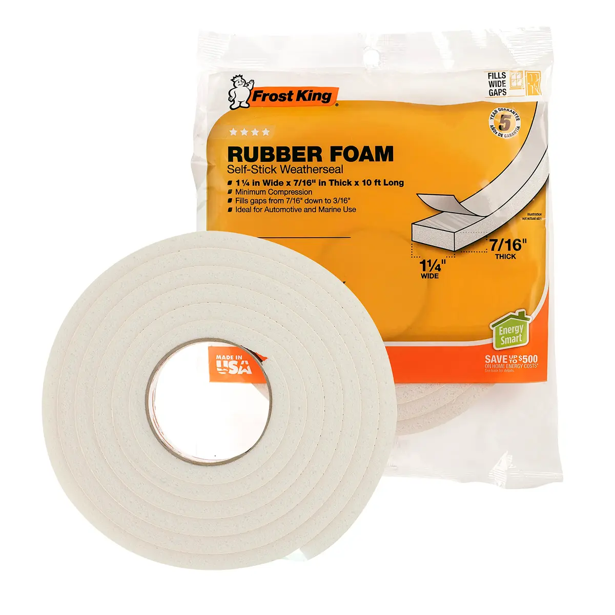 Frost King R516WH Sponge Rubber Foam Tape 1/4" x 7/16" x 10' | Weatherproofing Seal - view 4