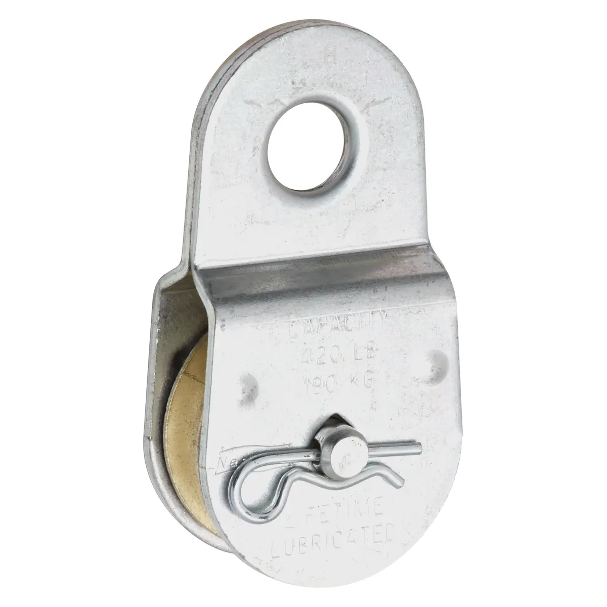 National Hardware Fixed Single Pulley, 1-1/2 in, Die Cast Zinc, Zinc Plated | Durable Zinc Plated Pulley for Indoor & Outdoor Use - main product image